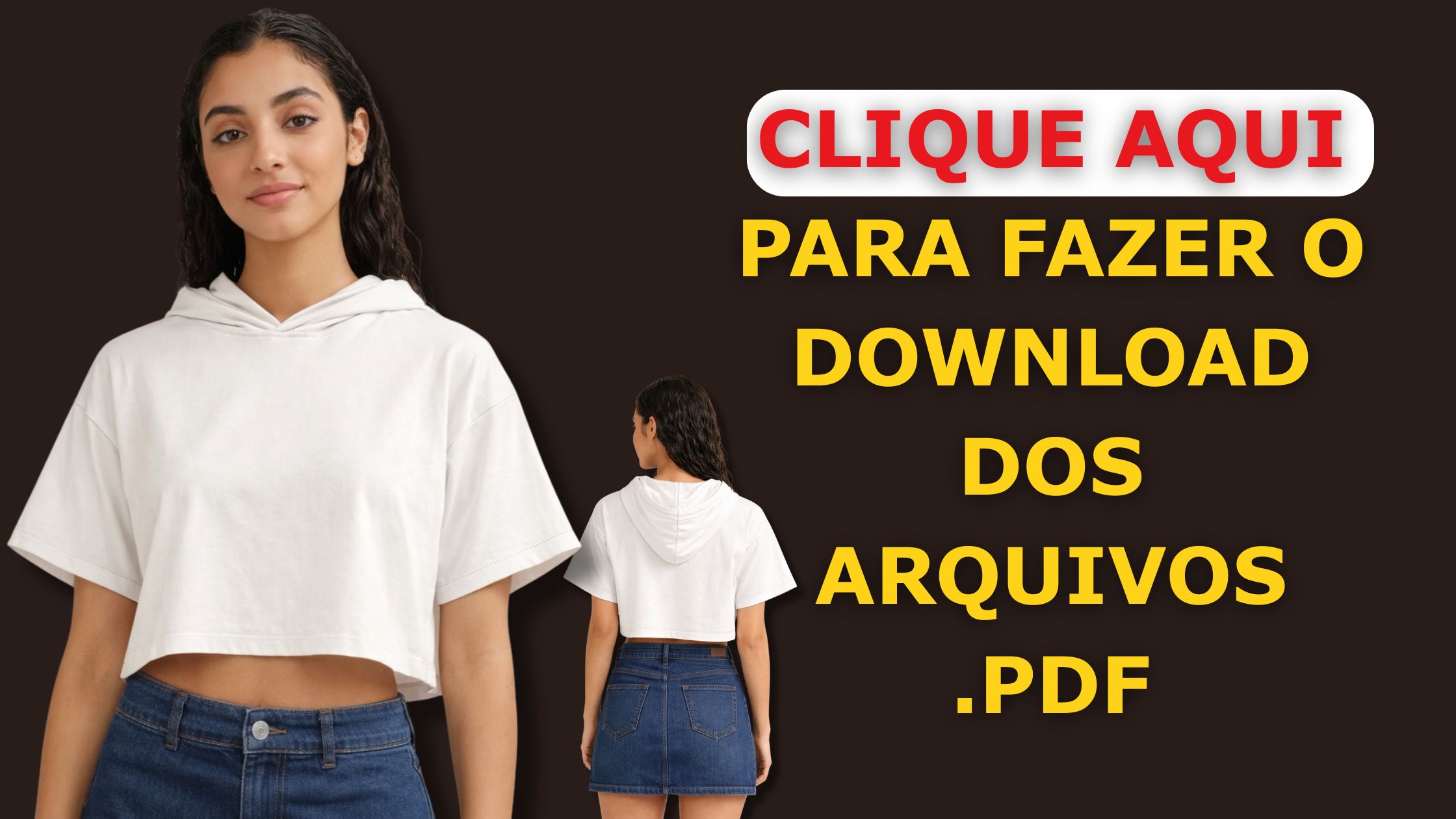 Baixar Molde em PDF Gratuito Cropped com Capuz e Manga Curta (PP ao GG)