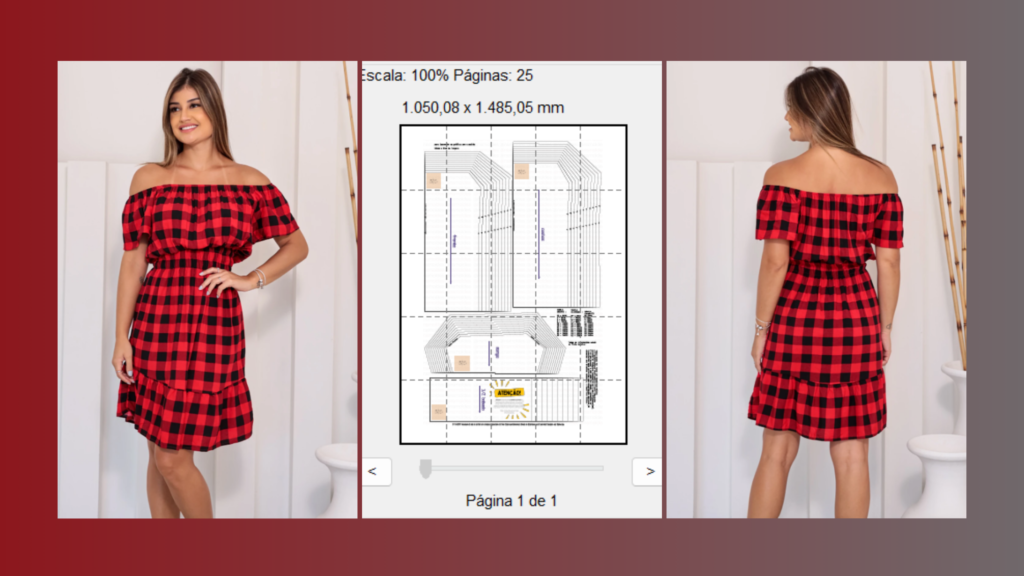 Molde em PDF - Vestido Ombro a Ombro Diana (Vestido Estilo Casual Ombro a Ombro Elástico na Cintura Babado na Bainha)