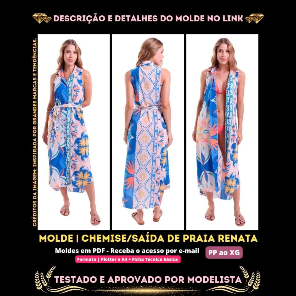 Molde em PDF - Chemise/Saída de Praia Renata