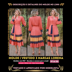 Molde em PDF - Vestido 3 Marias Lorena