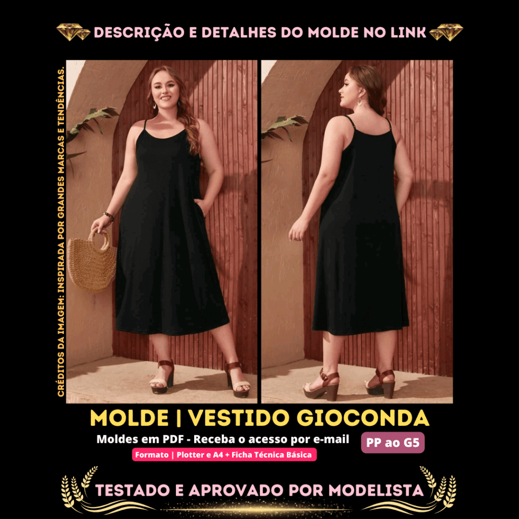 Molde em PDF - Vestido Gioconda (Vestido Estilo Casual | Bolso na Lateral)