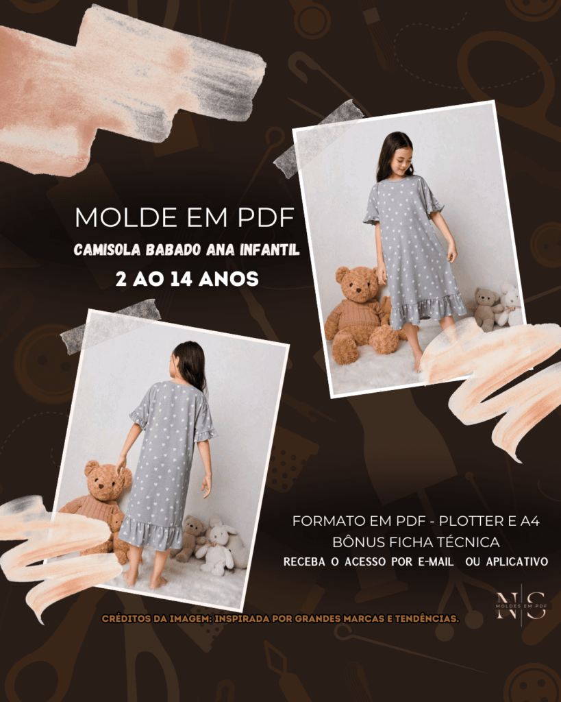 Molde em PDF - Camisola Babado Ana Infantil