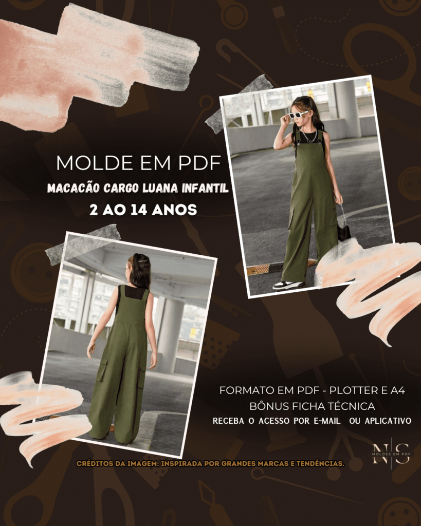 Molde em PDF - Macacão Cargo Luana Infantil