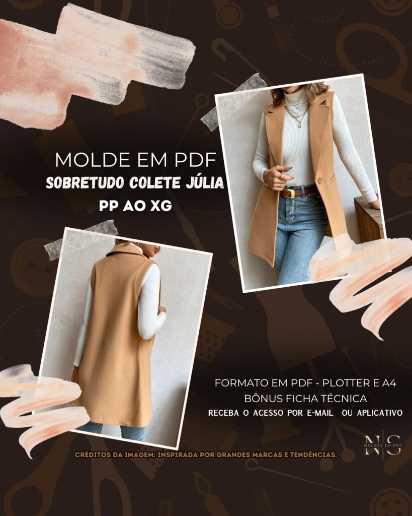 Molde em PDF - Sobretudo Colete Júlia