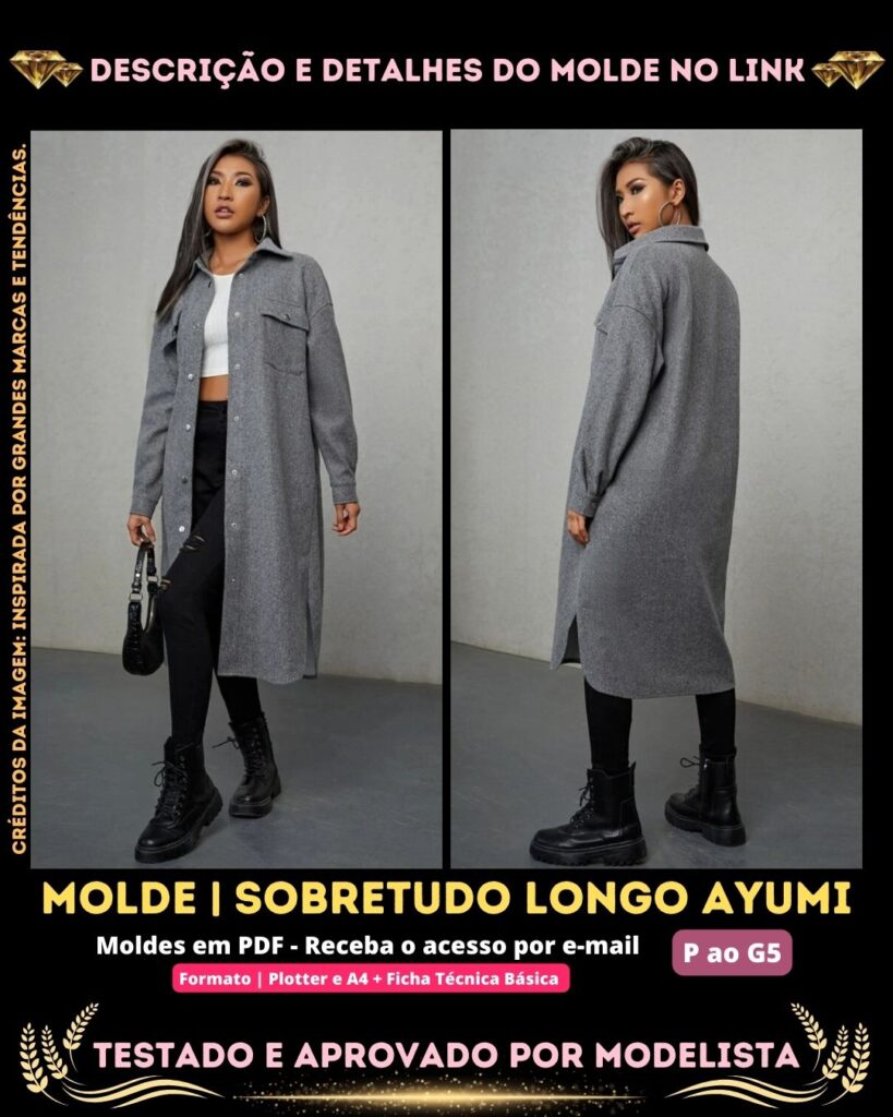 Molde em PDF - Sobretudo Longo Ayumi