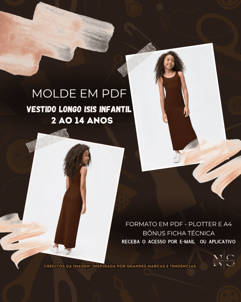 Molde em PDF - Vestido Longo Isis Infantil