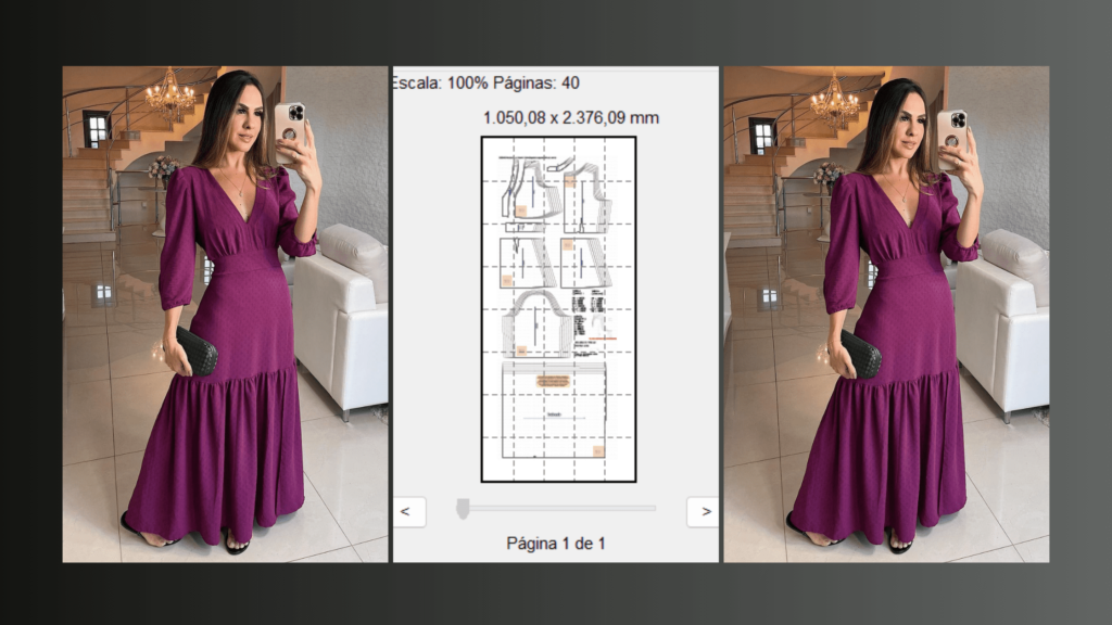 Molde em PDF - Vestido Elyna (Vestido Estilo Elegante Longo com Decote em V)