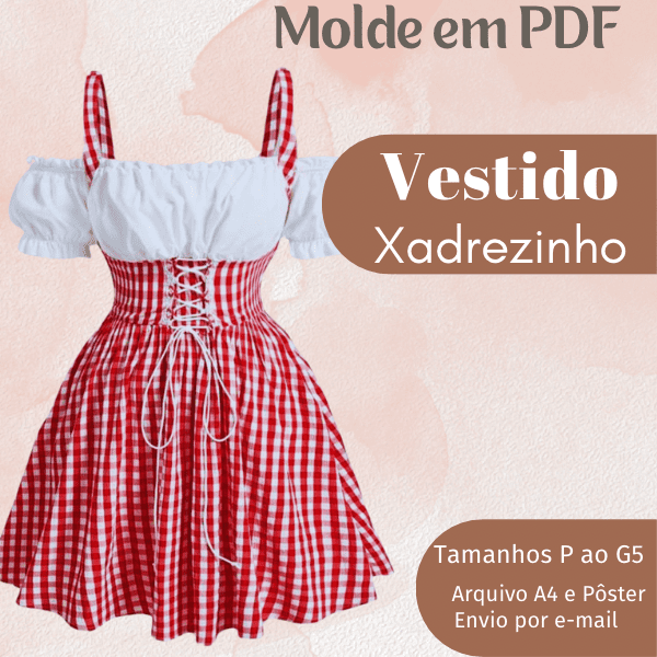 MOLDE EM PDF VESTIDO XADREZINHO