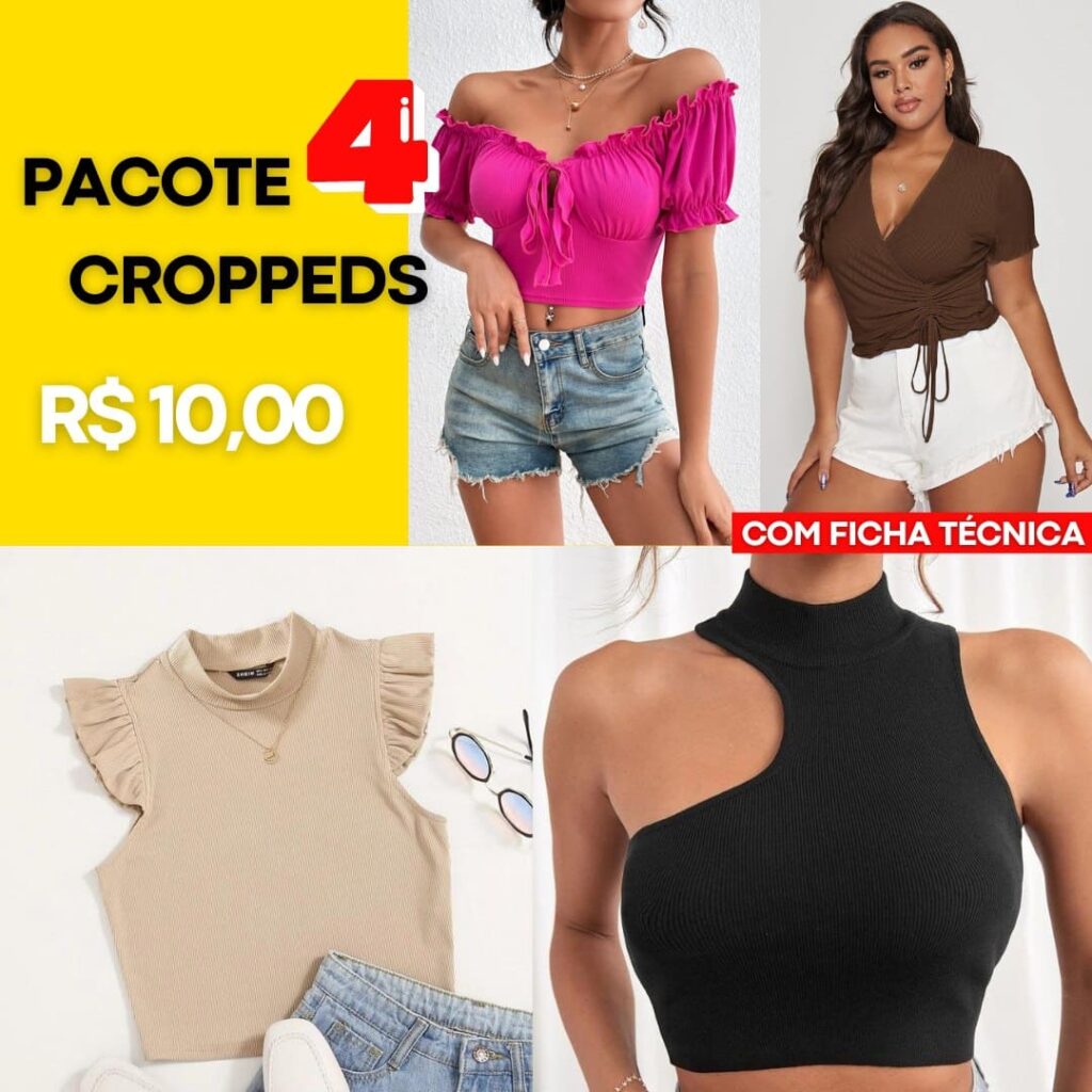 Pacote 4 Croppeds - Molde em PDF