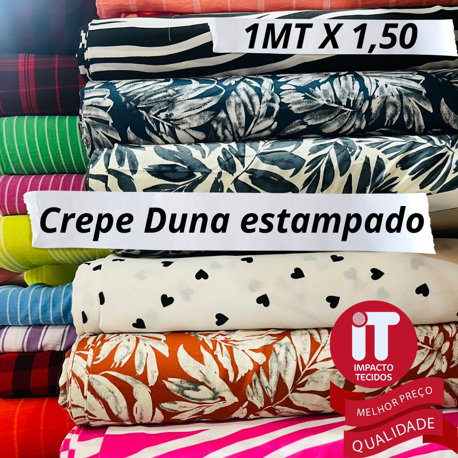 Tecido Crepe Duna Estampado 1mt x 1,46