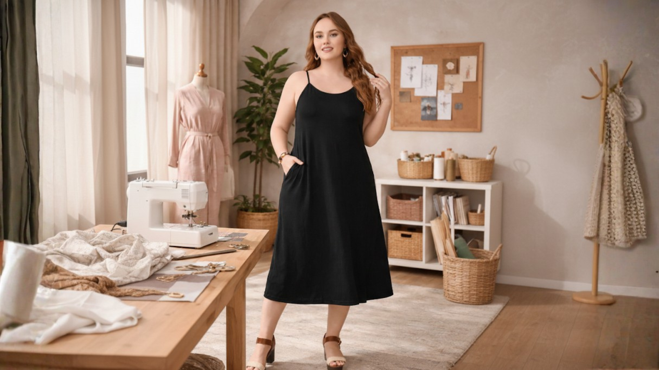 Molde em PDF Vestido Gioconda feminino midi com alças finas e saia evasê