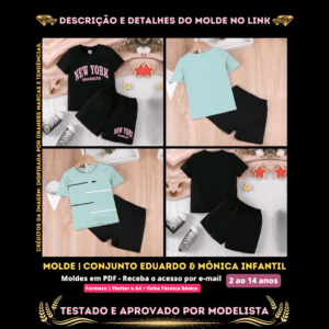 Molde em PDF - Conjunto Eduardo & Mônica Infantil [Unissex]