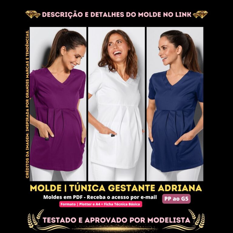 Molde PDF Túnica Gestante: Baixe o Modelo Adriana