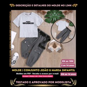 3.4 2 ao 14 anos Conjunto João & Maria Infantil [Unissex] (Conjunto Estilo Casual Camiseta Gola Redonda Manga Curta e Calça com Bolso e Elástico na Cintura e Tornozelo sem Cinto) (2)