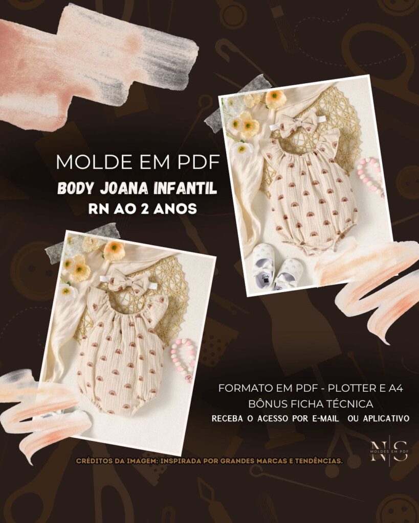 Molde em PDF - Body Joana Infantil RN [Body Tipo Ciganinha com Tiara]