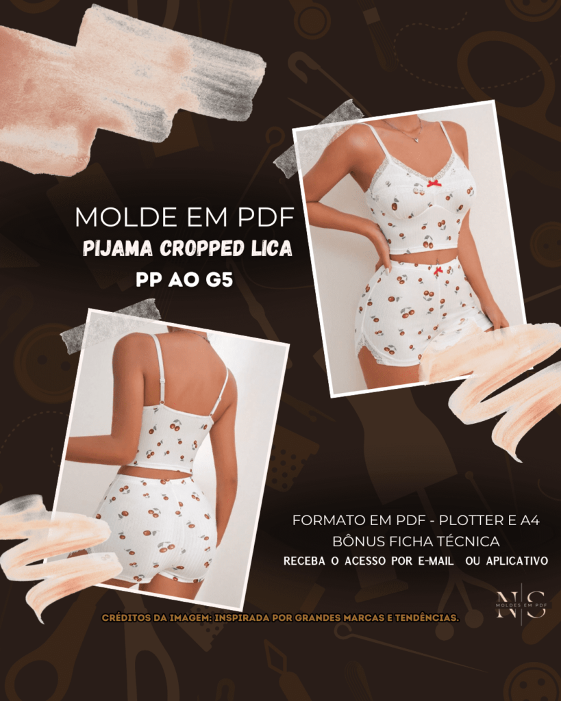 Molde em PDF - Pijama Cropped Lica