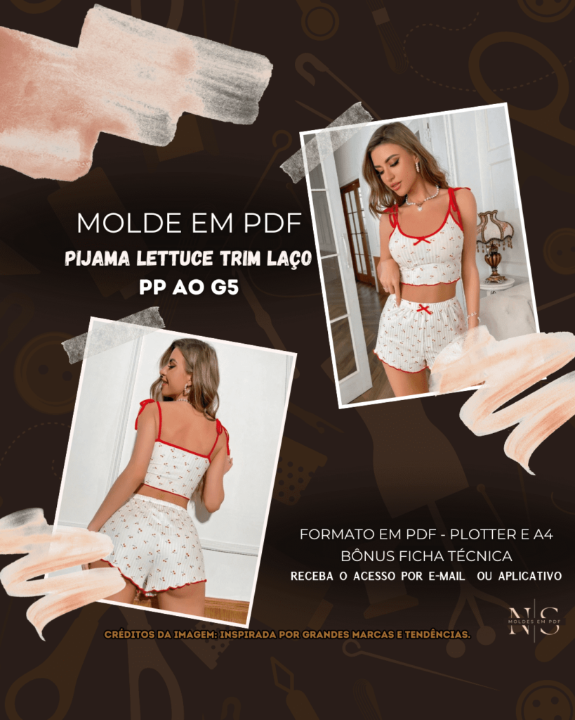 Molde em PDF - Pijama Lettuce Trim Laço