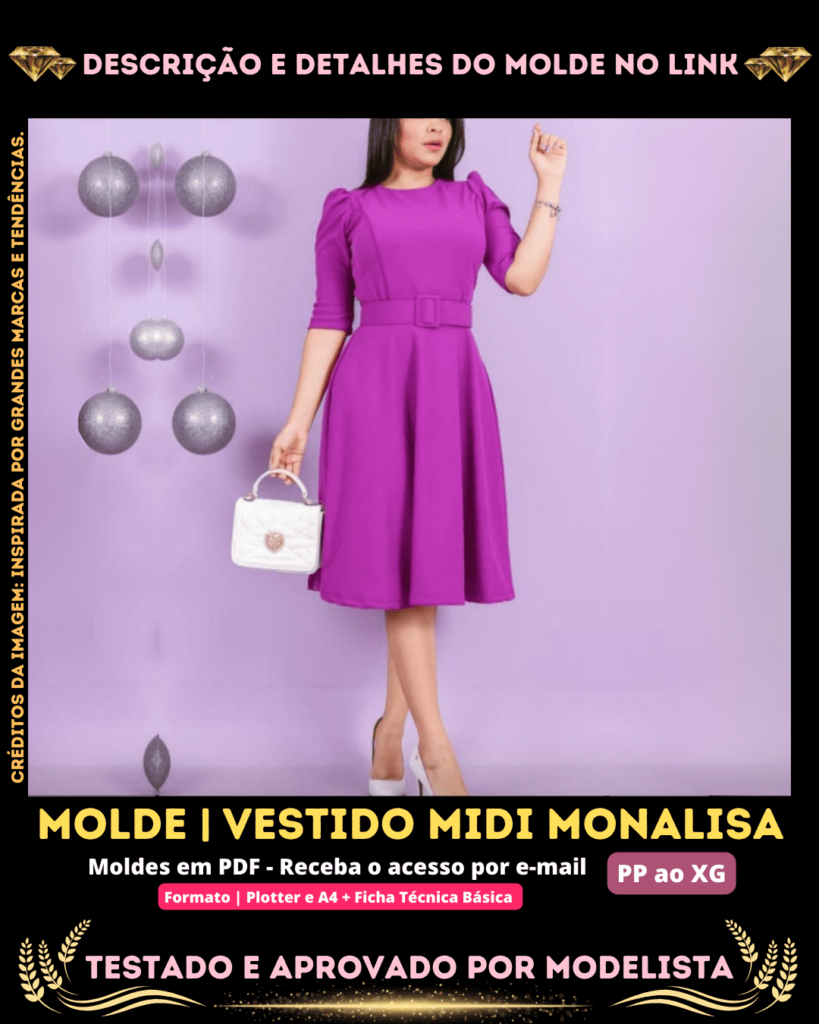 Molde em PDF - Vestido Midi Monalisa