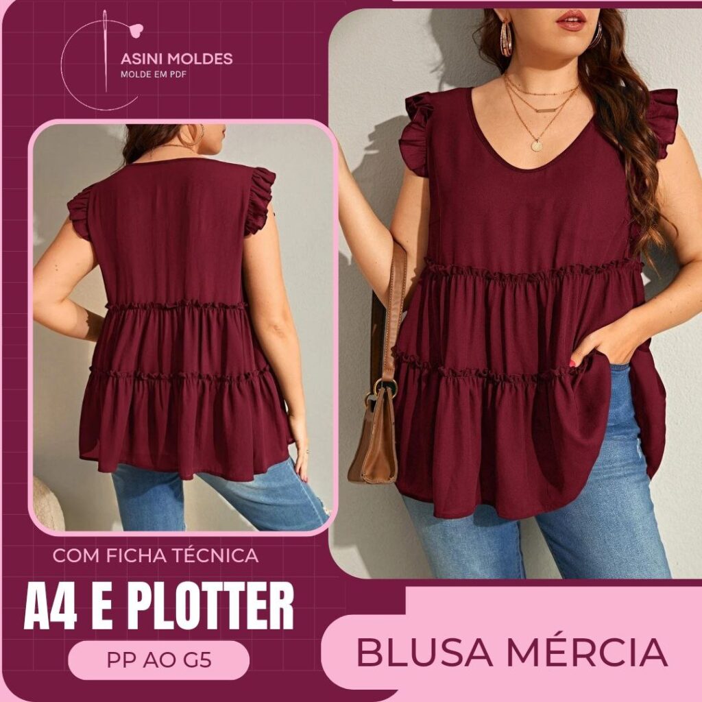 BLUSA MÉRCIA - Molde em PDF