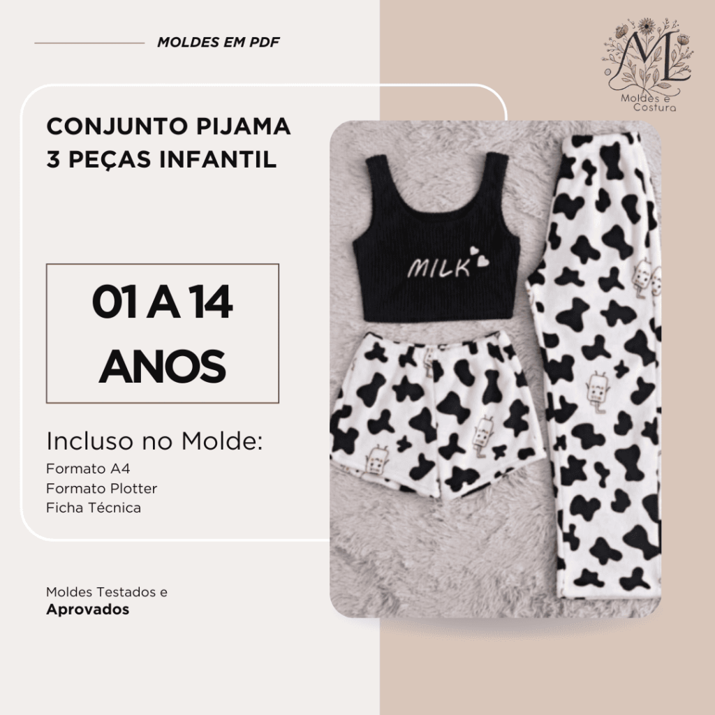 Conjunto Pijama 3 Peças Infantil