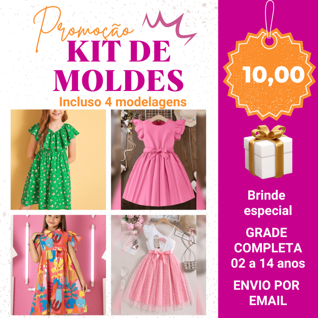 KIT VESTIDO MENINA 04 por R$10,00 + brinde 🎁