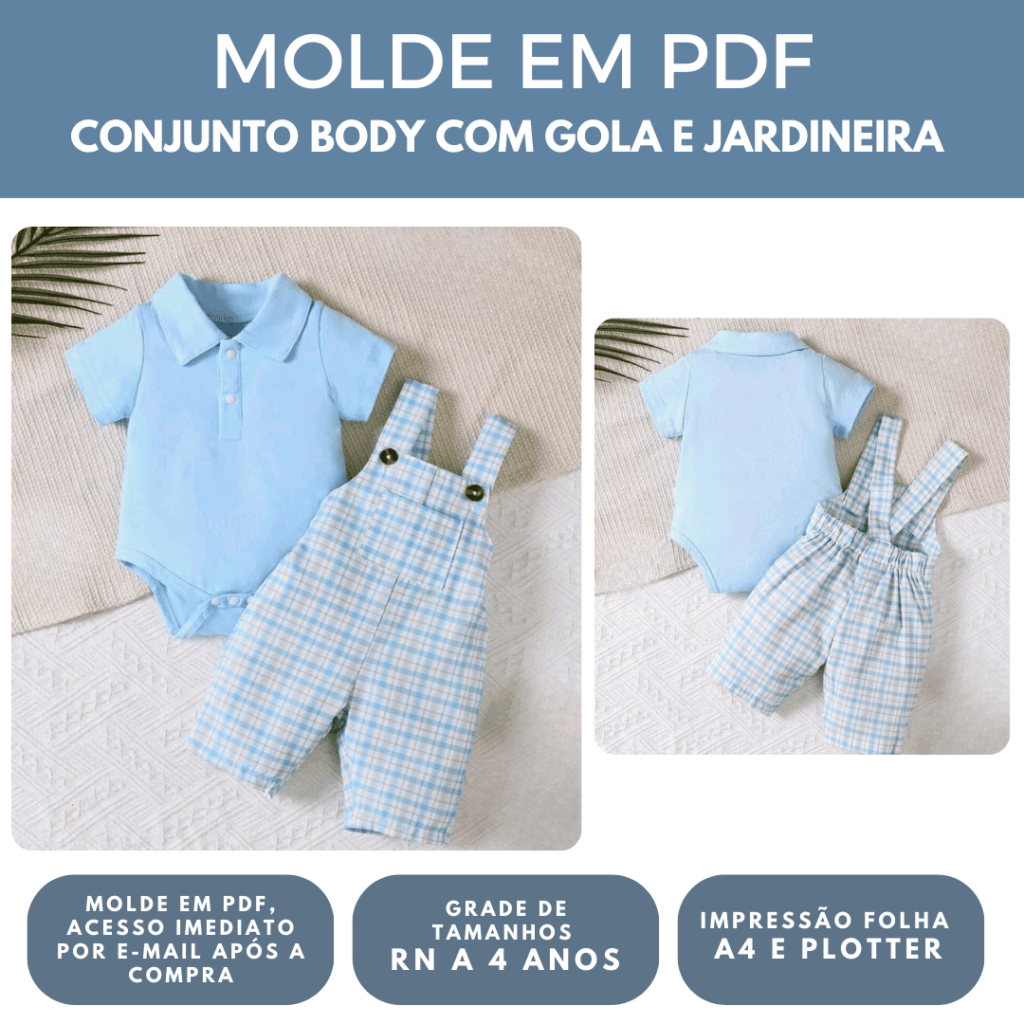 MOLDE CONJUNTO BODY COM GOLA E JARDINEIRA - RN A 4 ANOS