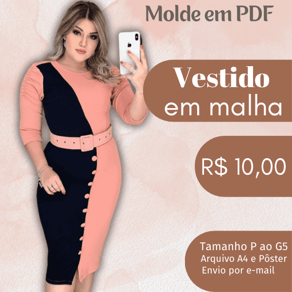 MOLDE EM PDF VESTIDO EM MALHA