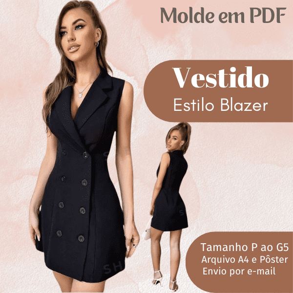 MOLDE EM PDF VESTIDO ESTILO BLAZER