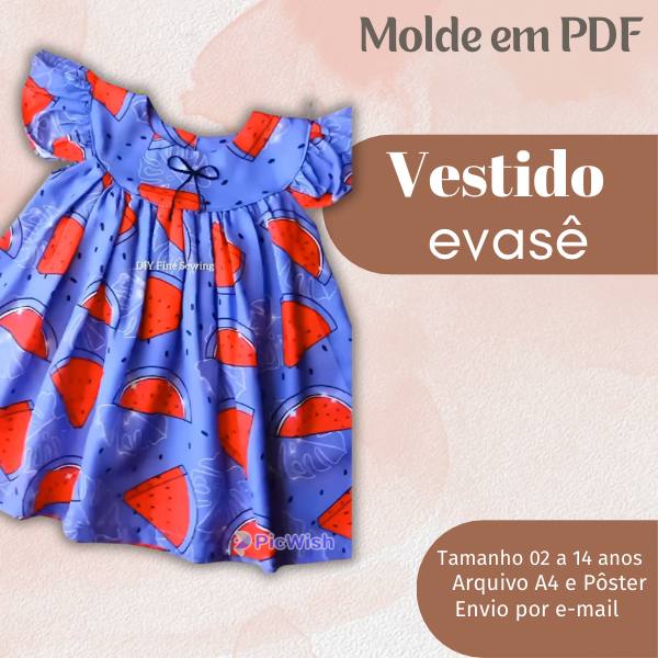 MOLDE EM PDF VESTIDO EVASÊ INFANTIL