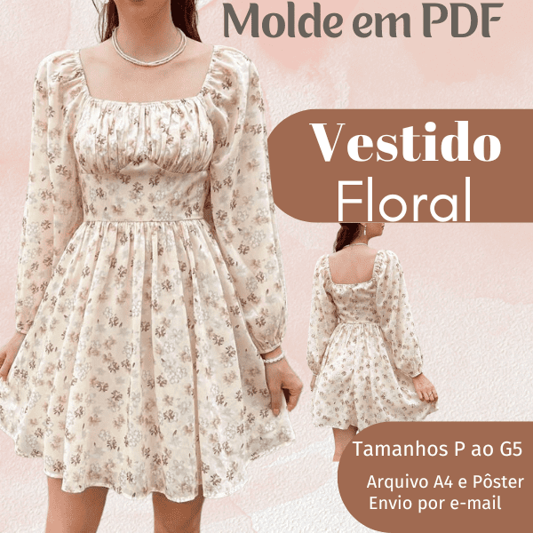 MOLDE EM PDF VESTIDO FLORAL