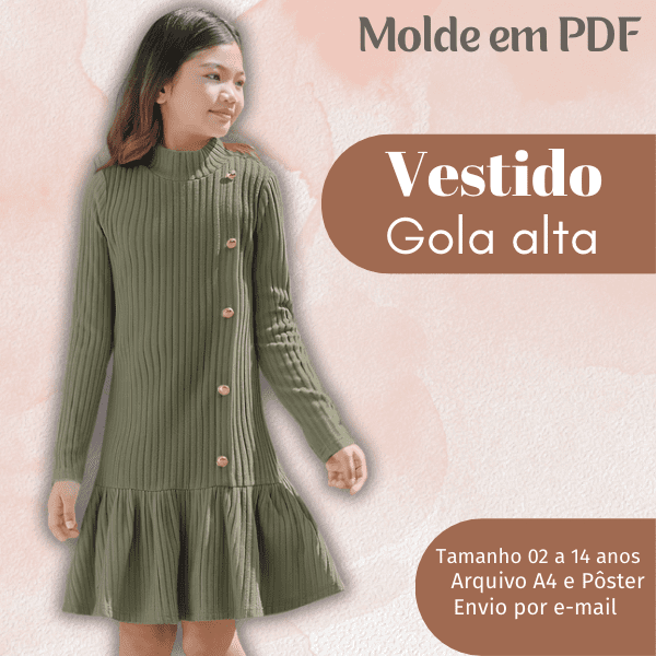 MOLDE EM PDF VESTIDO GOLA ALTA