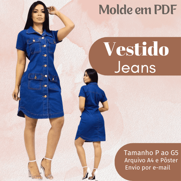 MOLDE EM PDF VESTIDO JEANS