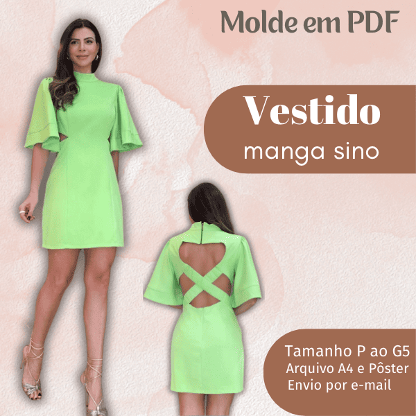 MOLDE EM PDF VESTIDO MANGA SINO