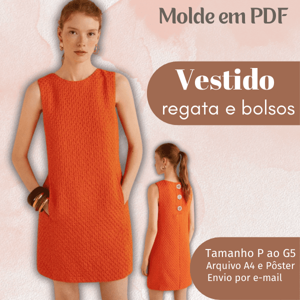 MOLDE EM PDF VESTIDO REGATA E BOLSOS