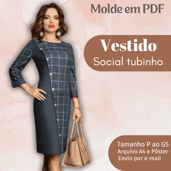 MOLDE EM PDF VESTIDO TUBINHO SOCIAL