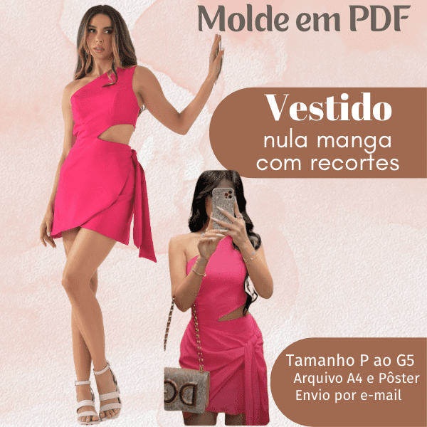 MOLDE VESTIDO NULA MANGA COM RECORTE