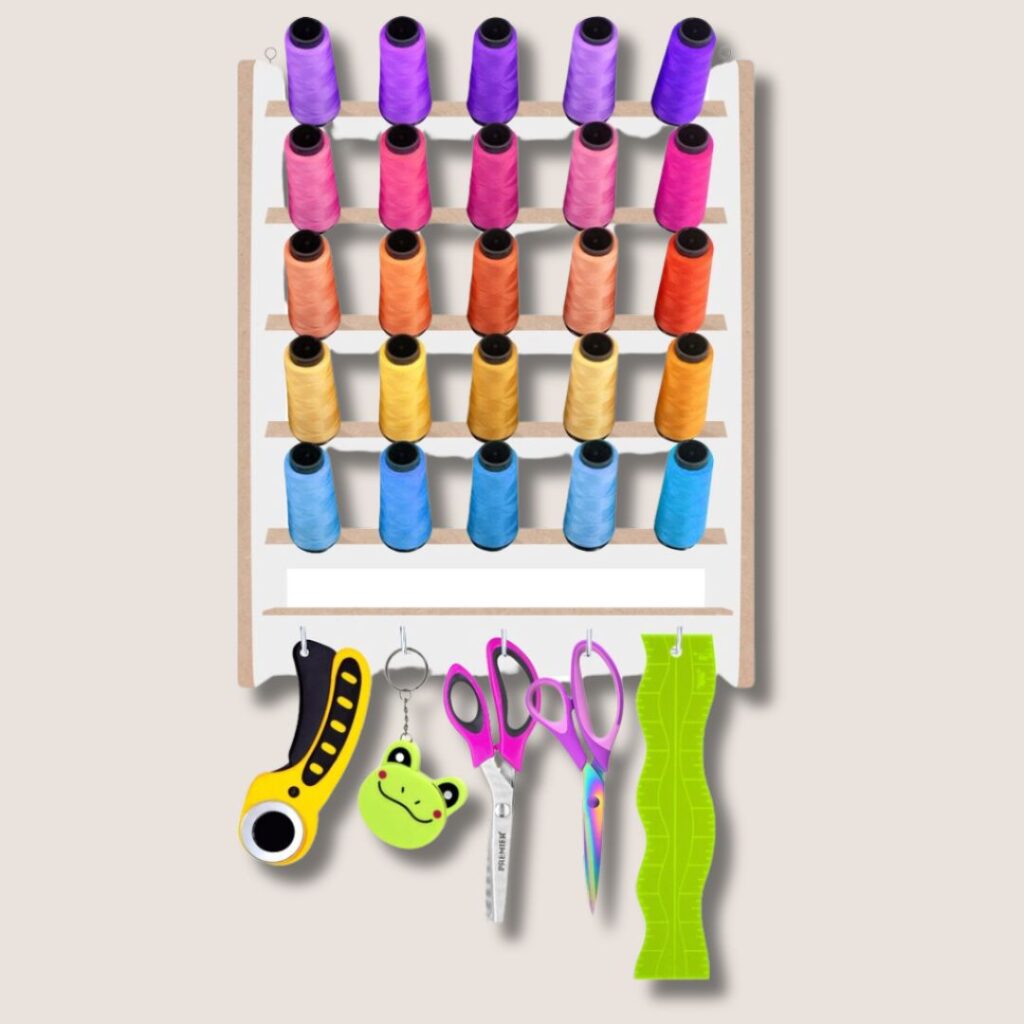 Porta Fio de Madeira 25 Cones Suporte Organizador de Tesoura