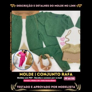 Molde em PDF - Conjunto Rafa (Cropped com Manga e Zíper Funcional nas Costas + Calça Jogger com Elástico na Barra e Zíper Frontal Funcional e Elástico na Cintura)