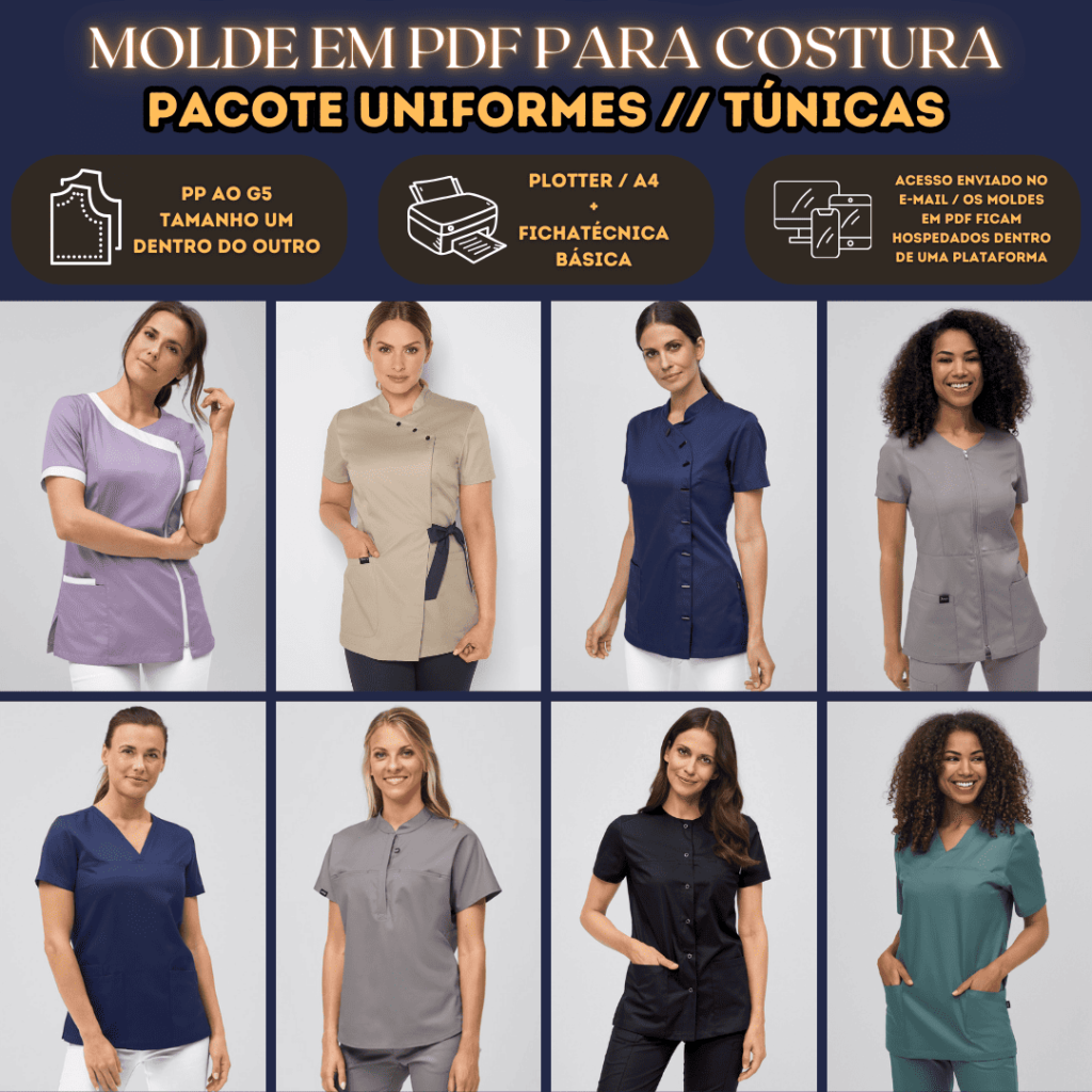 Molde em PDF - Pacote Uniforme para Clínica, Spa e Hospital