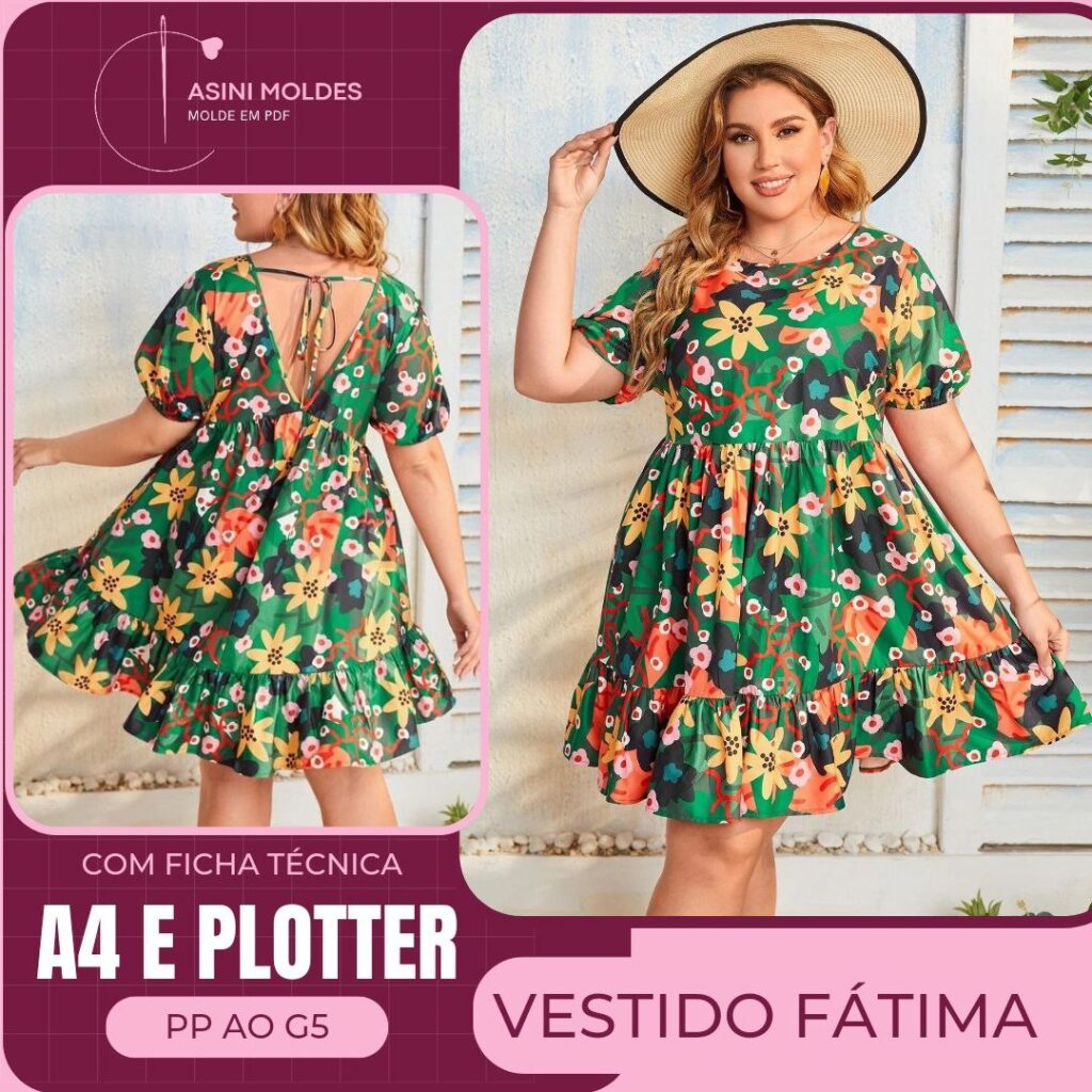 VESTIDO FÁTIMA - Molde em PDF