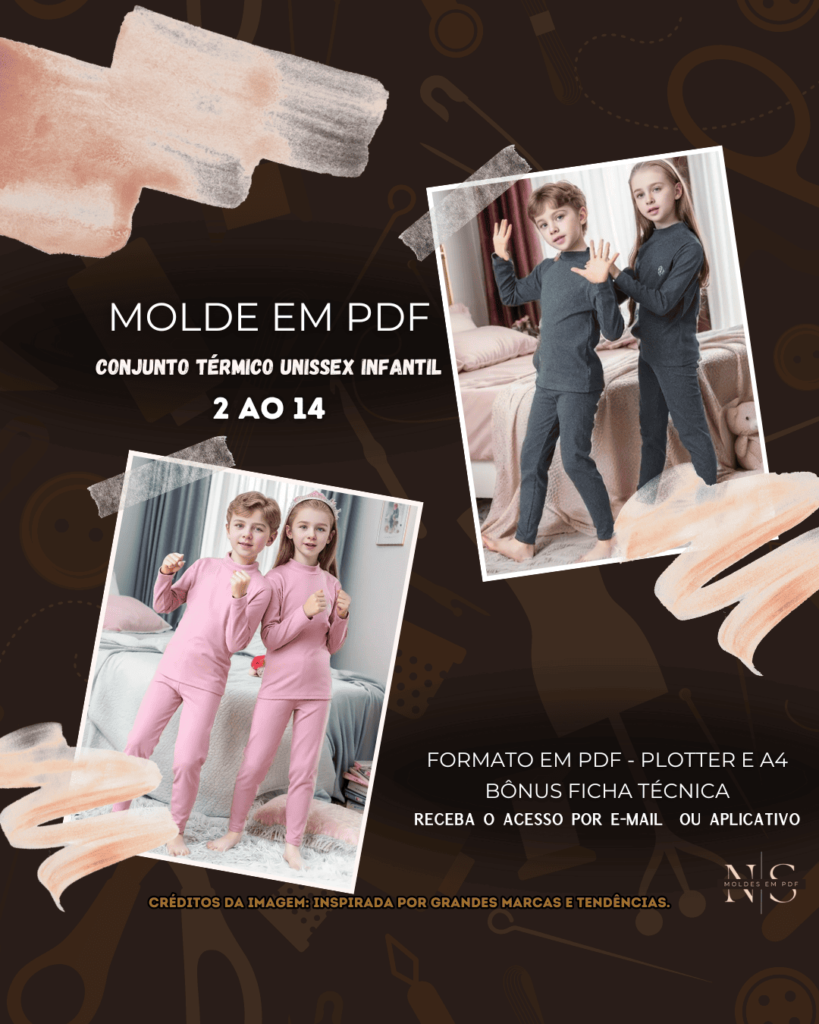 Molde em PDF - Conjunto Térmico Unissex Infantil (Conjunto Estilo Casual Blusa Manga Longa + Calça Legging Longa)