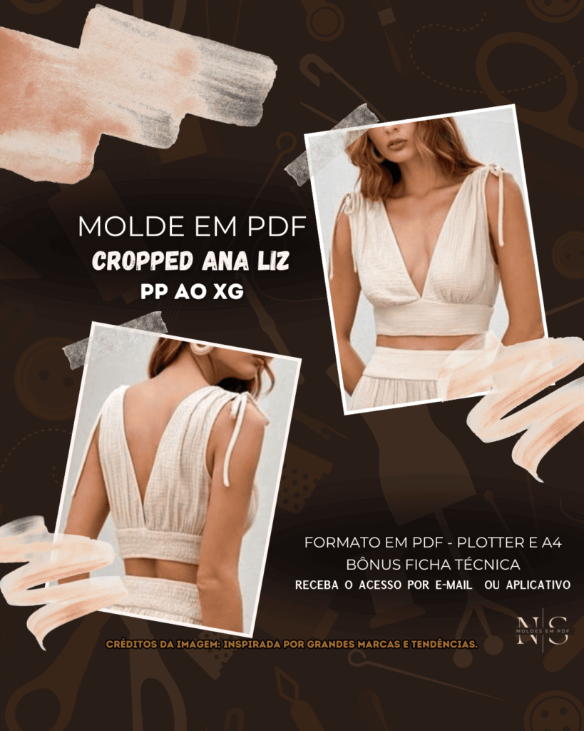 Molde em PDF - Cropped Ana Liz (Cropped Decote em V)