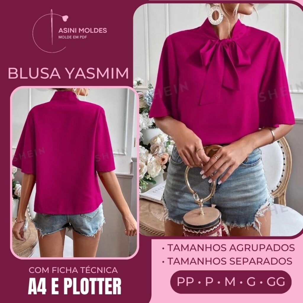 BLUSA YASMIM - Molde em PDF [ MOLDES SEPARADOS POR TAMANHO ]