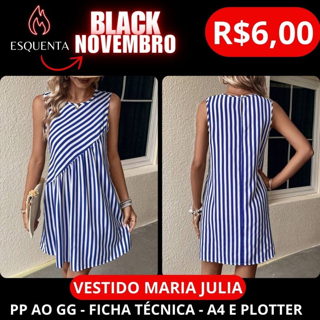 VESTIDO MARIA JULIA - Molde em PDF