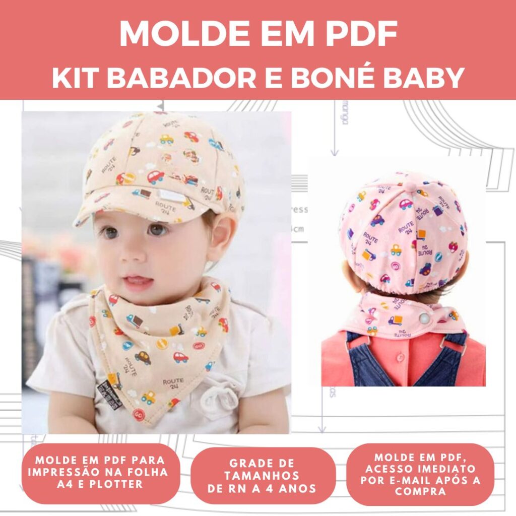 MOLDE CONJUNTO BABADOR E BONÉ BABY - GRADE RN A 4 ANOS