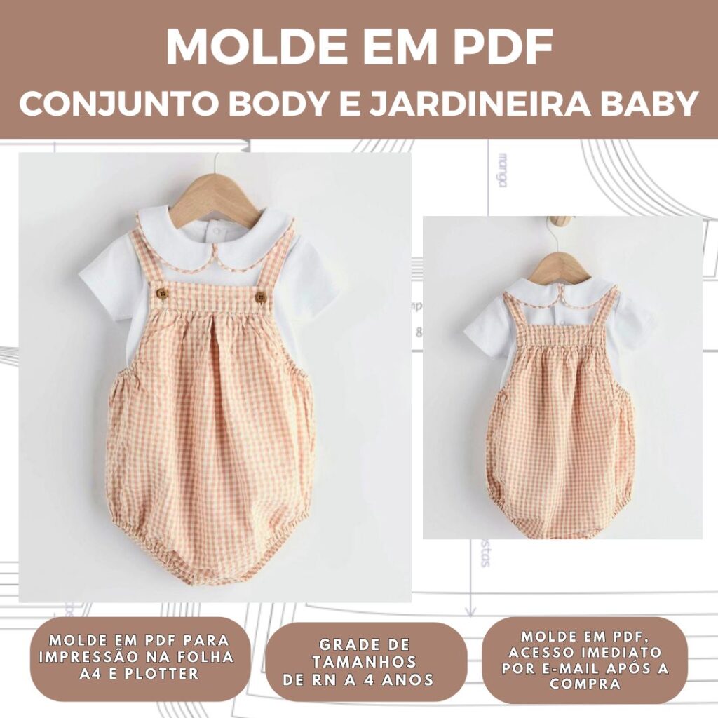 MOLDE CONJUNTO BODY E JARDINEIRA REF 2867 - GRADE RN A 4 ANOS