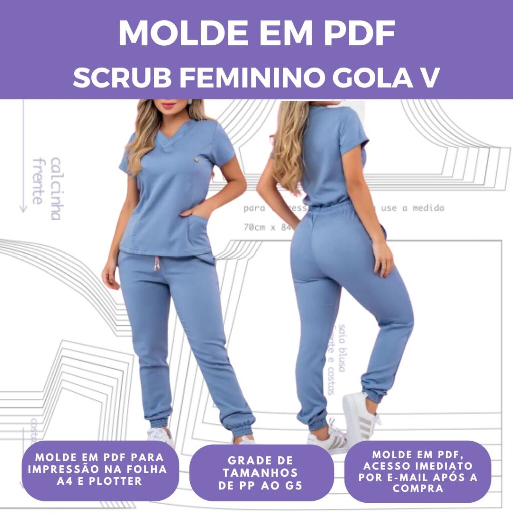 MOLDE SCRUB FEMININO REF 1616 - GRADE DO PP AO G5