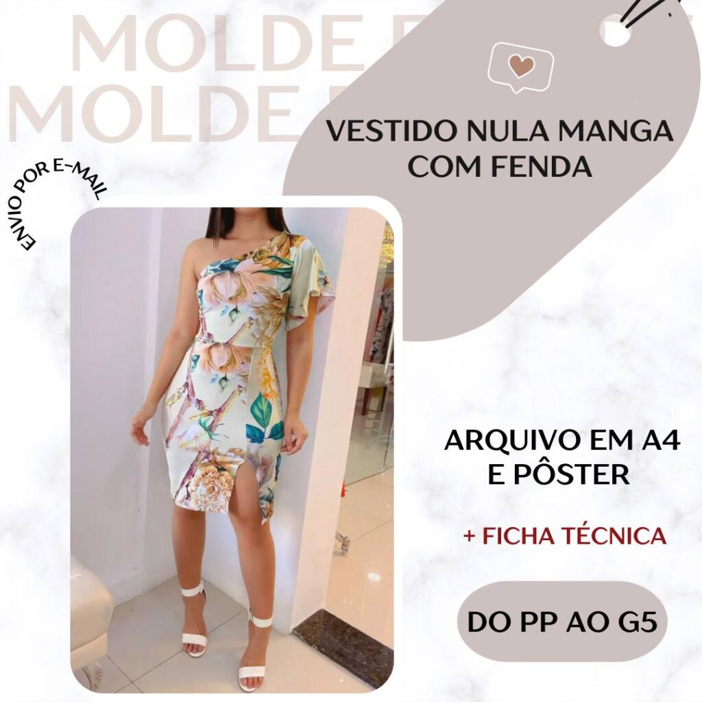 Vestido Nula Manga com Fenda - Molde em PDF