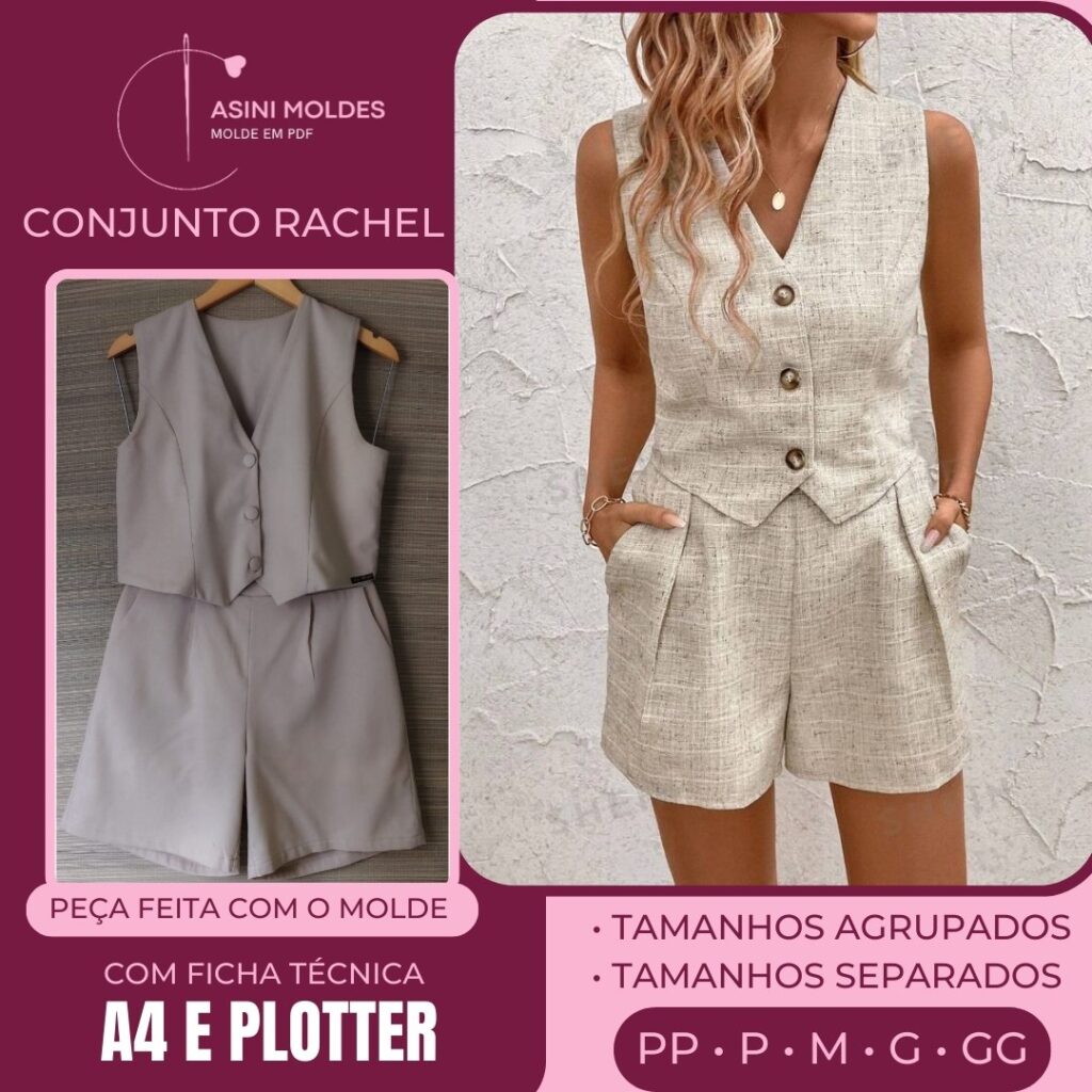 CONJUNTO RACHEL - Molde em PDF [ MOLDES SEPARADOS POR TAMANHOS ]