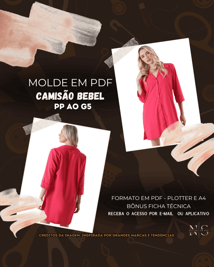 Molde em PDF - Camisão/Chemise/Saída de Praia Bebel